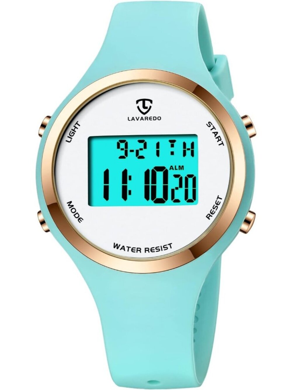 Women's Green White Quartz Chronograph Waterproof Outdoor Sport Digital Watch